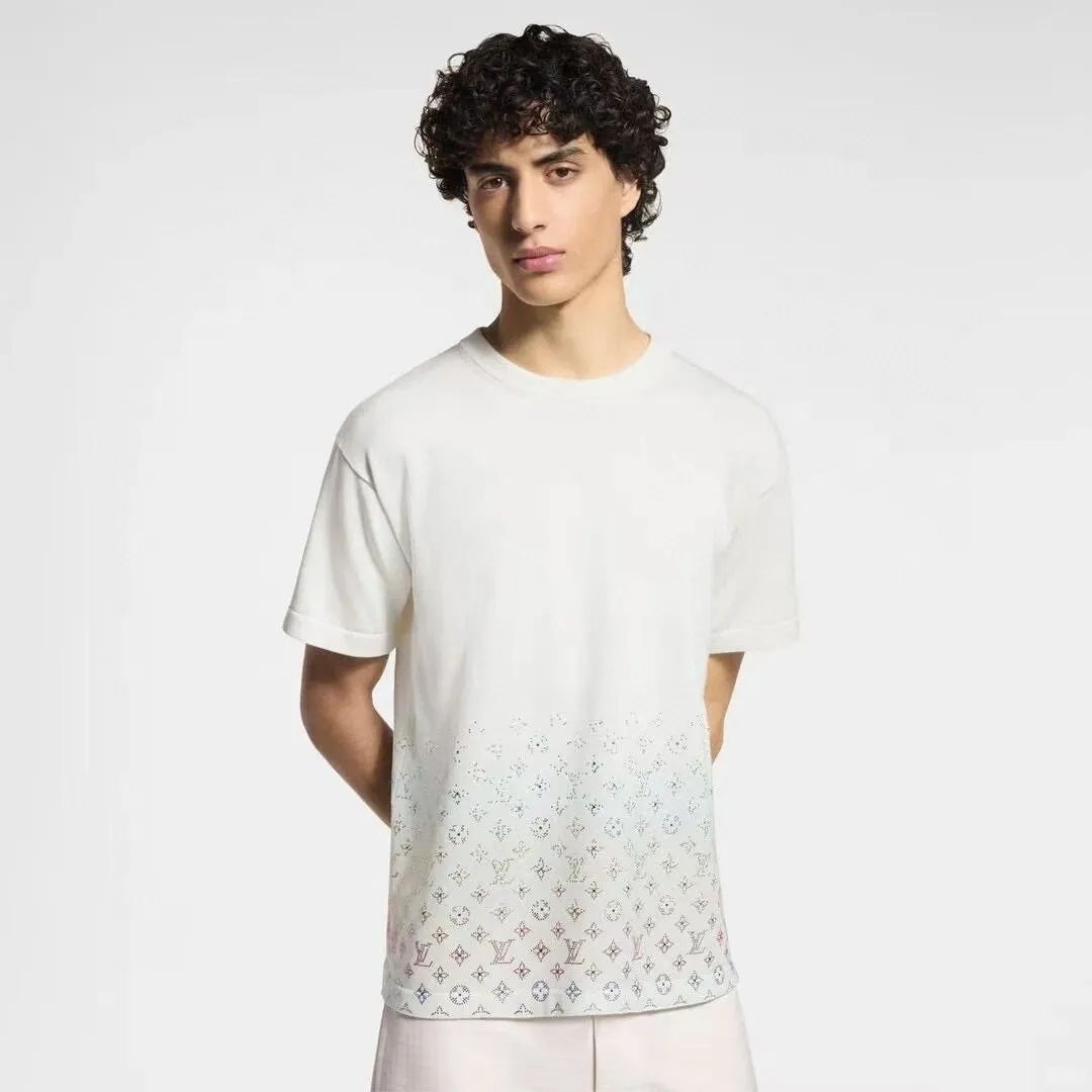 Louis Vuitton/Louis Vuitton 25ss gradient old flower diamond knitted short sleeves